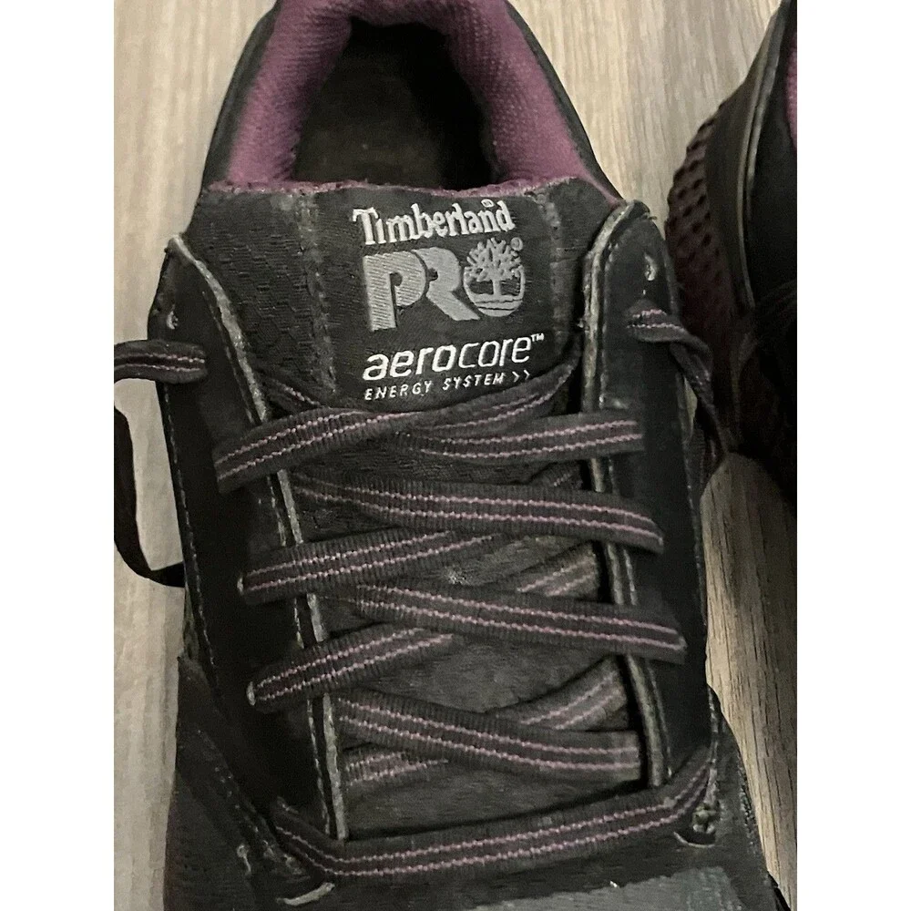 Timberland Pro 524 Aerocore Shoes Women 7 Purple Black Work Sneakers Safety Toe